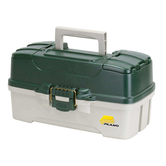 Plano 3-Tray Tackle Box w/Duel Top Access - Dark Green Metallic/Off White - Skoutley Outdoors LLC