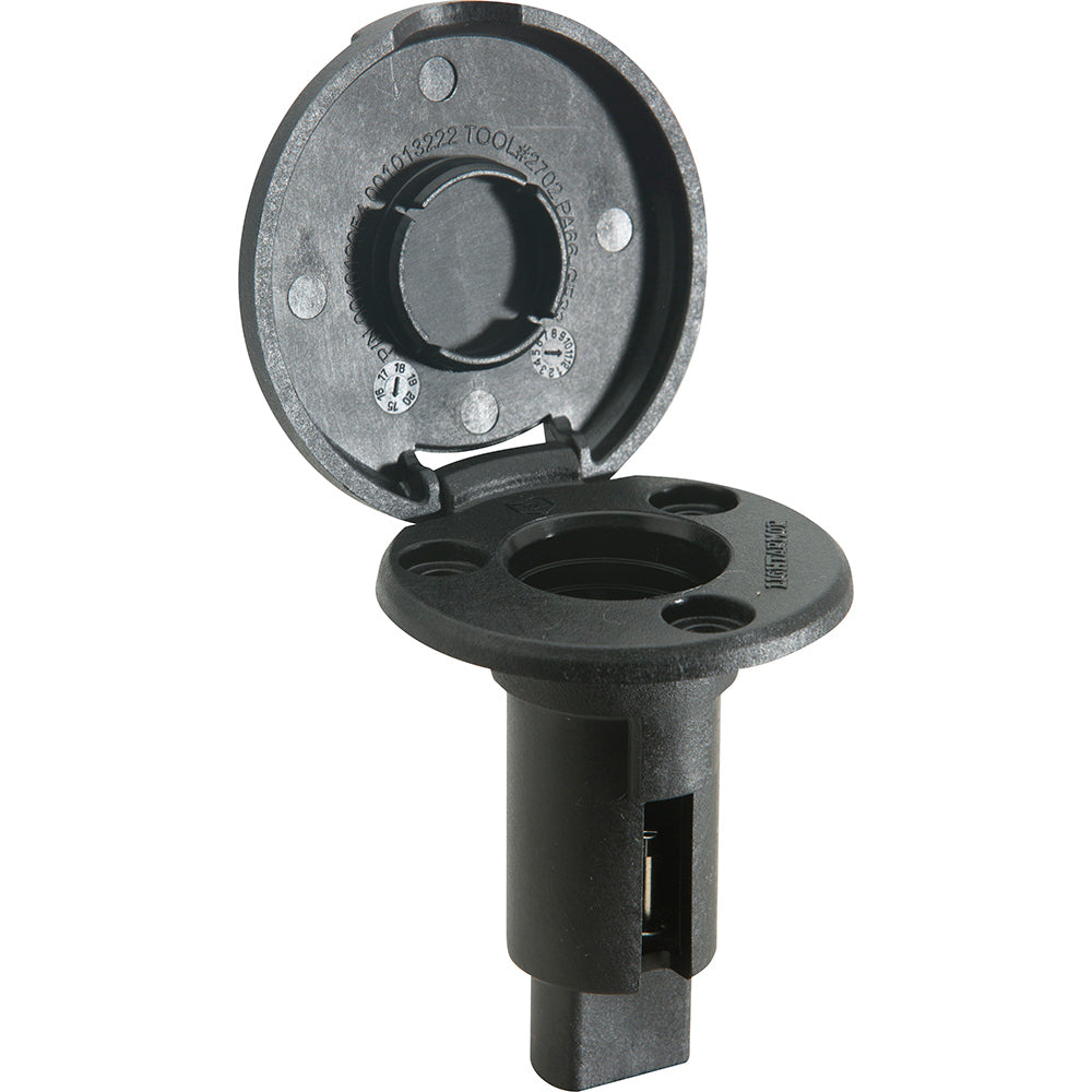 Attwood LightArmor Plug-In Base - 2 Pin - Black - Round - Skoutley Outdoors LLC