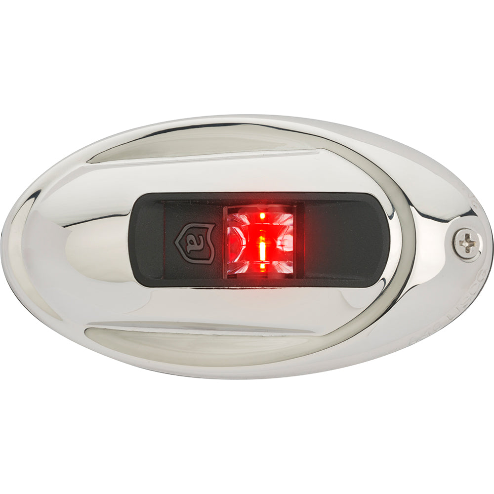 Attwood LightArmor Vertical Surface Mount Navigation Light - Oval - Port (red) - Stainless Steel - 2NM - Skoutley Outdoors LLC