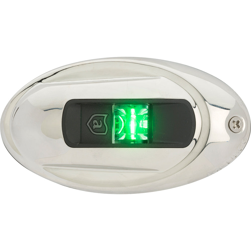 Attwood LightArmor Vertical Surface Mount Navigation Light - Oval - Starboard (green) - Stainless Steel - 2NM - Skoutley Outdoors LLC