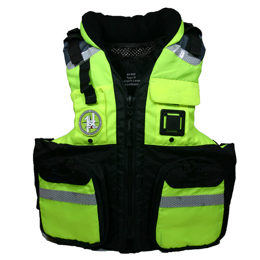First Watch AV-800 Four Pocket Flotation Vest - Hi-Vis Yellow - Small to Medium - Skoutley Outdoors LLC