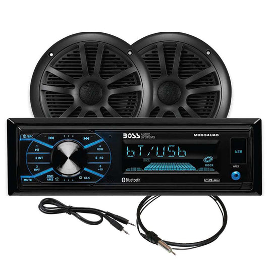 Boss Audio MCBK634B.6 Marine Stereo & 6.5" Speaker Kit - Black - Skoutley Outdoors LLC