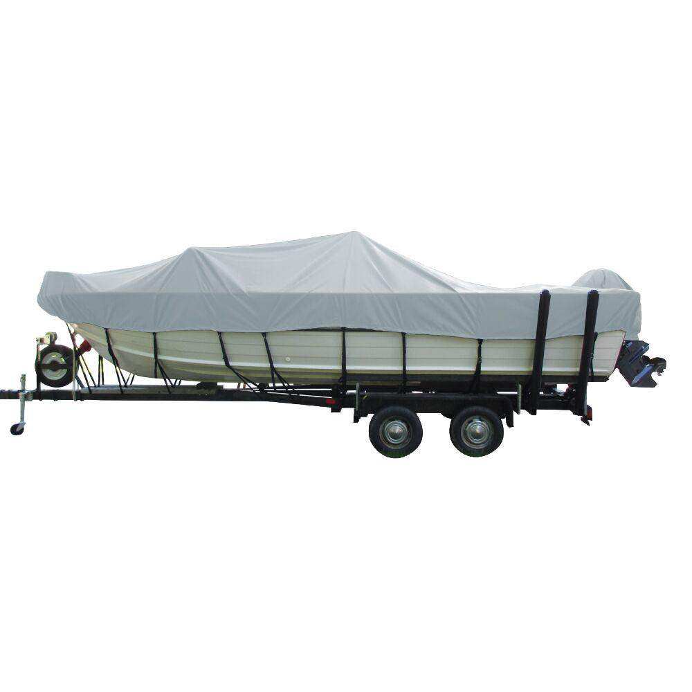 Carver Performance Poly-Guard Wide Series Styled-to-Fit Boat Cover f/18.5' Aluminum V-Hull Boats w/Walk-Thru Windshield - Grey - Skoutley Outdoors LLC
