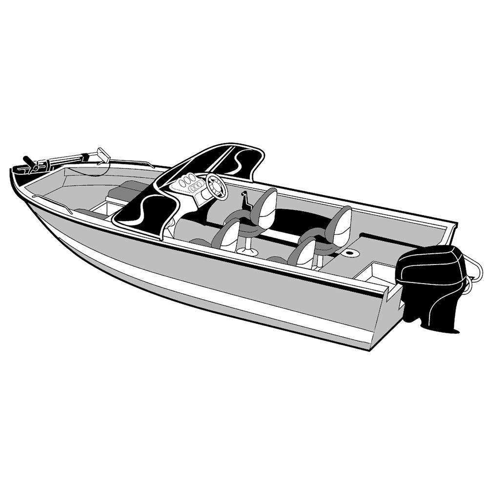 Carver Performance Poly-Guard Wide Series Styled-to-Fit Boat Cover f/18.5' Aluminum V-Hull Boats w/Walk-Thru Windshield - Grey - Skoutley Outdoors LLC