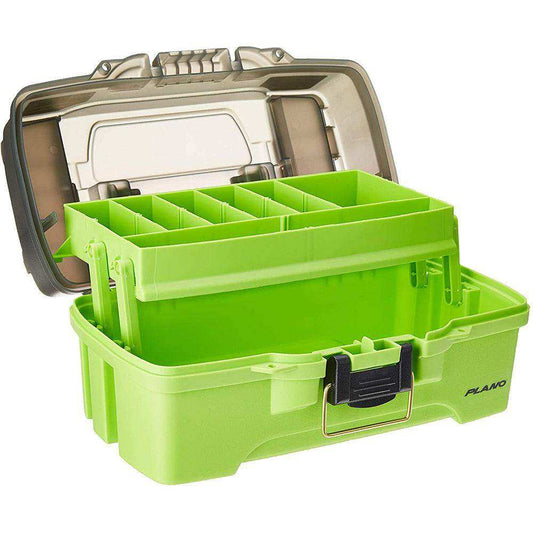 Plano 1-Tray Tackle Box w/Dual Top Access - Smoke & Bright Green - Skoutley Outdoors LLC