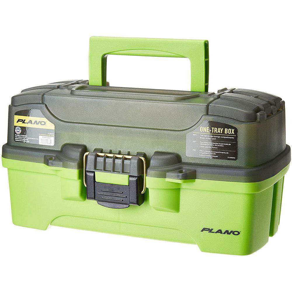 Plano 1-Tray Tackle Box w/Dual Top Access - Smoke & Bright Green - Skoutley Outdoors LLC