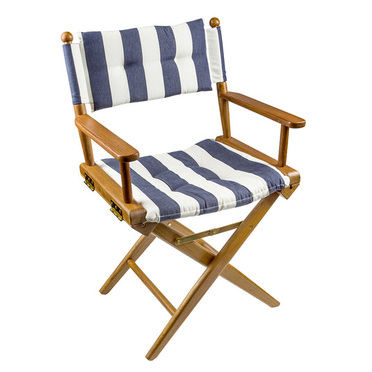 Whitecap Director's Chair w/Navy & White Cushion - Teak - Skoutley Outdoors LLC