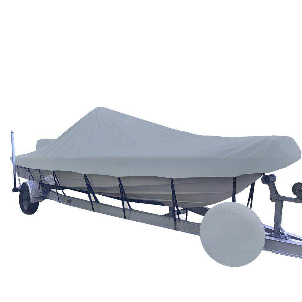 Carver Sun-DURA® Narrow Series Styled-to-Fit Boat Cover f/23.5' V-Hull Center Console Shallow Draft Boats - Grey - Skoutley Outdoors LLC