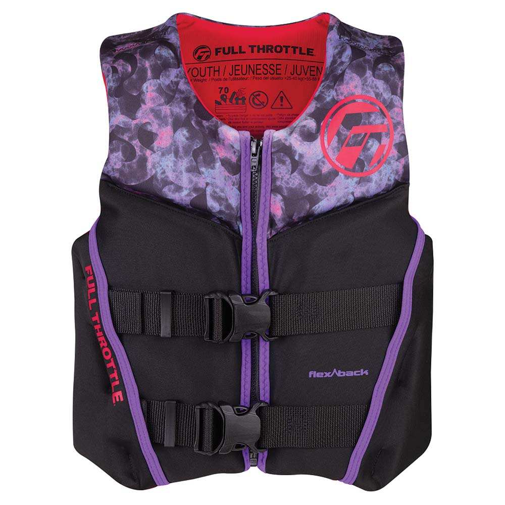 Full Throttle Youth Rapid-Dry Flex-Back Life Jacket - Pink/Black - Skoutley Outdoors LLC