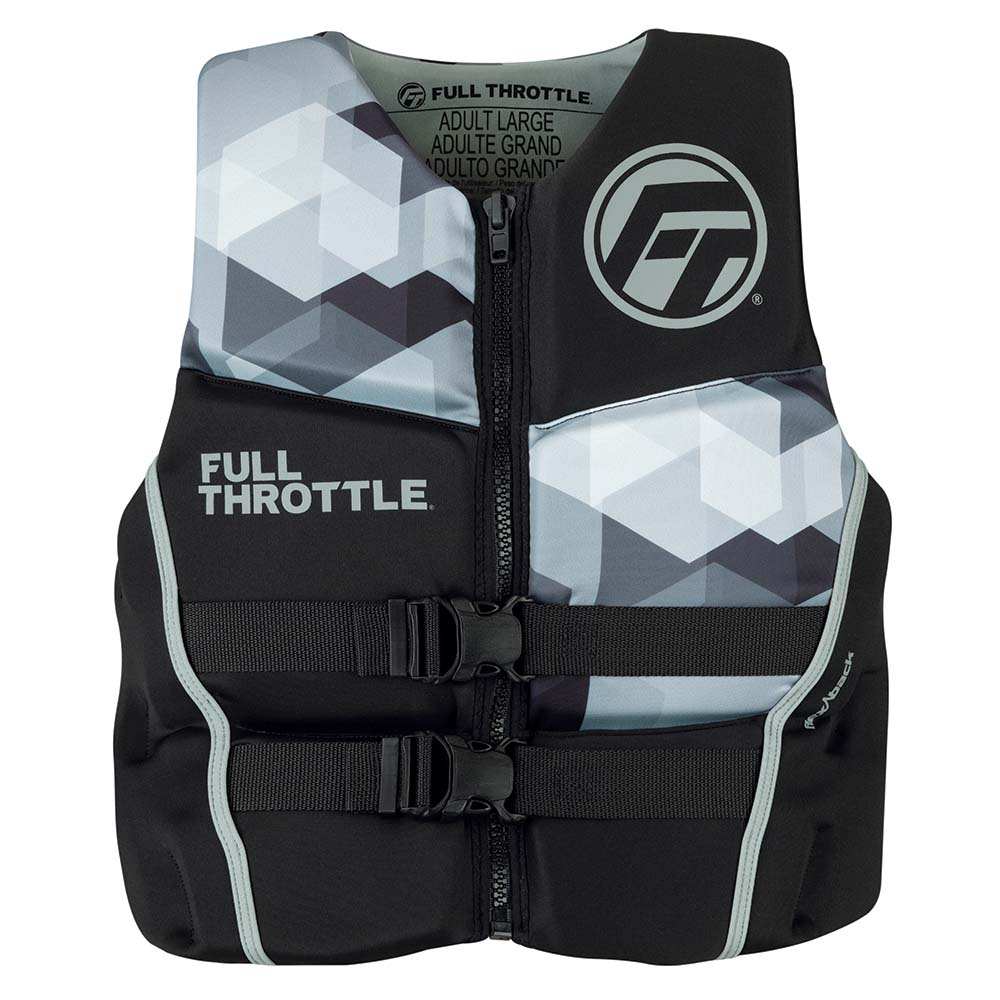 Full Throttle Men's Rapid-Dry Flex-Back Life Jacket - 2XL - Black/Grey - Skoutley Outdoors LLC