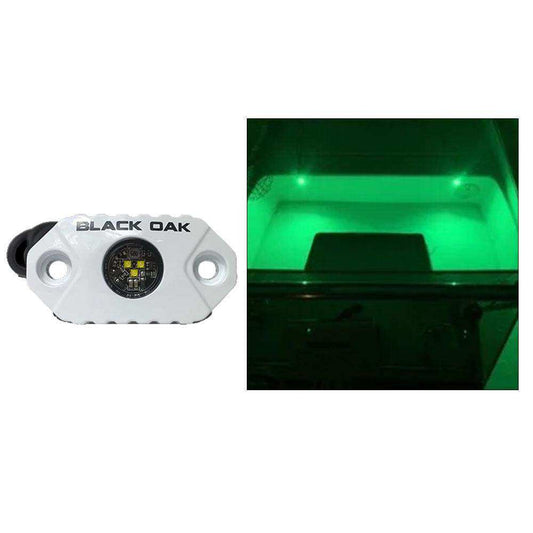 Black Oak Rock Accent Light - Green LEDs - White Housing - Skoutley Outdoors LLC