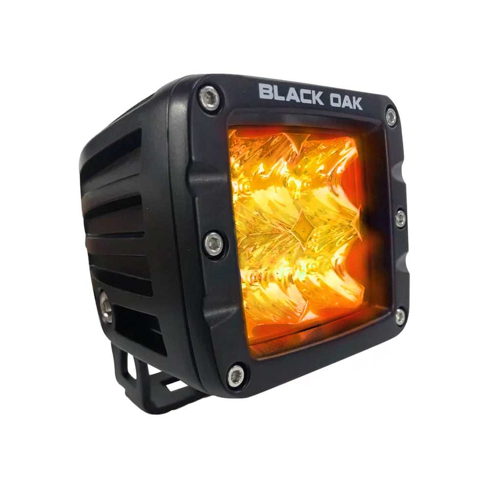 Black Oak 2" Amber LED Pod Light - Flood Optics - Black Housing - Pro Series 3.0 - Skoutley Outdoors LLC