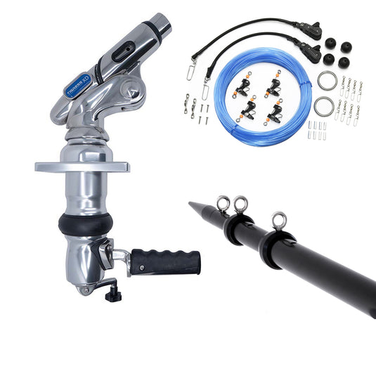 Tigress XD Crank Top Mount System - 18' - Black Outriggers Pro Series Double Rigging Kit - Skoutley Outdoors LLC
