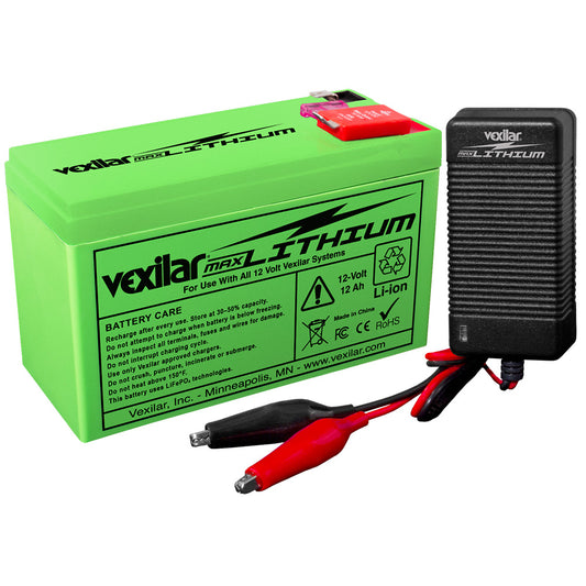 Vexilar 12V - 12 AH MAX Lithium Battery w/V-420L Rapid Charger - Skoutley Outdoors LLC