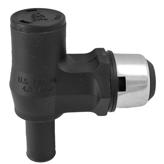 Attwood 90° P-Trap Fuel Tank Vent - Black w/Stainless Steel Trim Cover - Skoutley Outdoors LLC