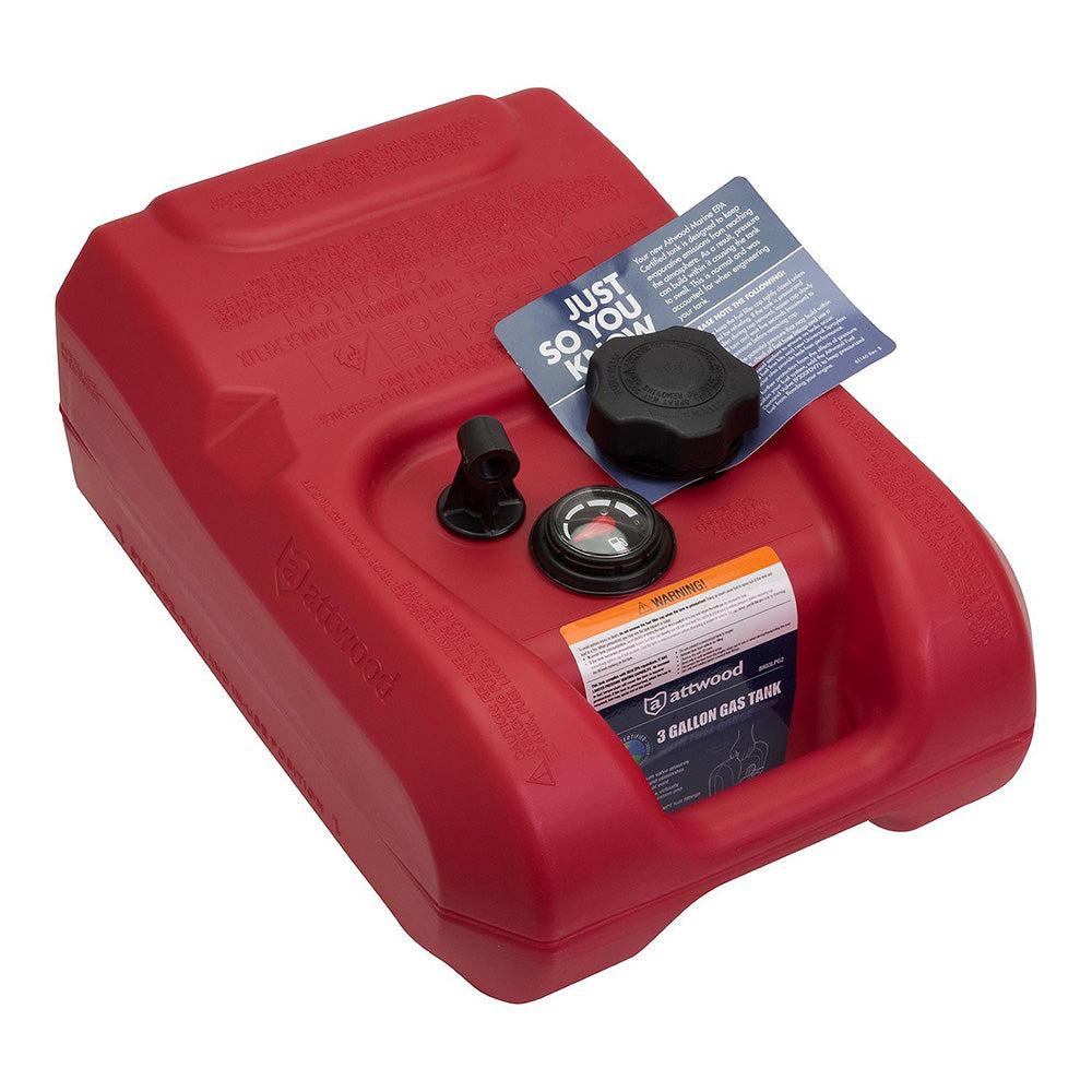 Attwood Portable Fuel Tank - 3 Gallon w/Gauge - Skoutley Outdoors LLC