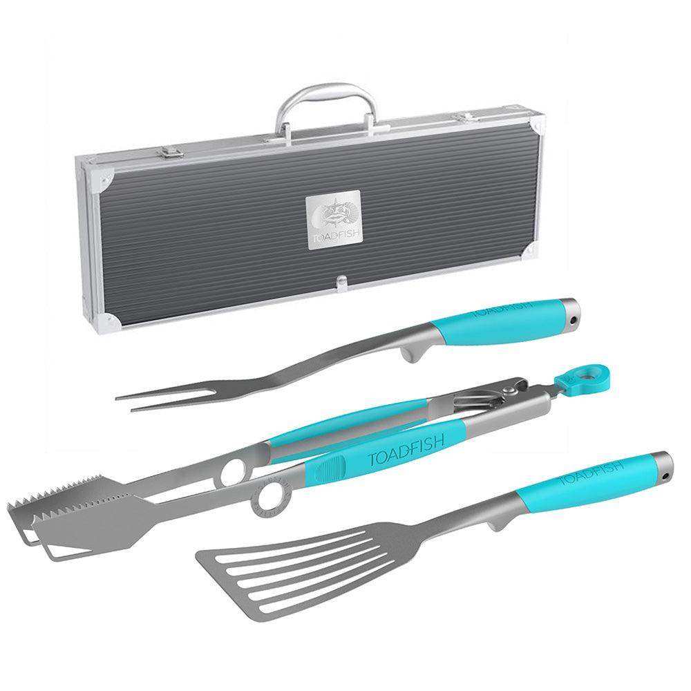 Toadfish Ultimate Grill Set + Case - Tongs, Spatula & Fork - Skoutley Outdoors LLC