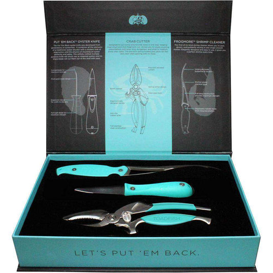 Toadfish Coastal Kitchen Collection - Oyster Knife, Shrimp Cleaner & Crab Cutter - Skoutley Outdoors LLC