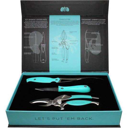 Toadfish Coastal Kitchen Collection - Oyster Knife, Shrimp Cleaner & Crab Cutter - Skoutley Outdoors LLC