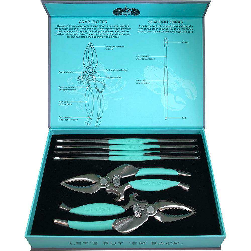 Toadfish Crab/Lobster Tool Set - 2 Shell Cutters & 4 Seafood Forks - Skoutley Outdoors LLC