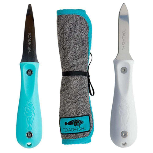 Toadfish Shucker's Bundle - Put 'Em Back Oyster Knife, Professional Oyster Knife & Cut-Proof Shucking Cloth - Skoutley Outdoors LLC