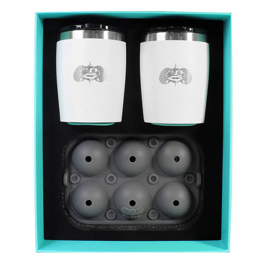 Toadfish Non-Tipping 10oz White Rocks Tumblers w/Ice Ball Tray - 2 Tumblers - Skoutley Outdoors LLC