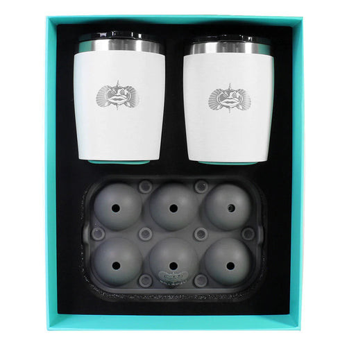 Toadfish Non-Tipping 10oz White Rocks Tumblers w/Ice Ball Tray - 2 Tumblers - Skoutley Outdoors LLC