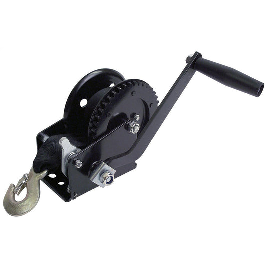 Attwood 1200 lb Single Drive Winch - 2" x 20' Nylon Strap - Skoutley Outdoors LLC