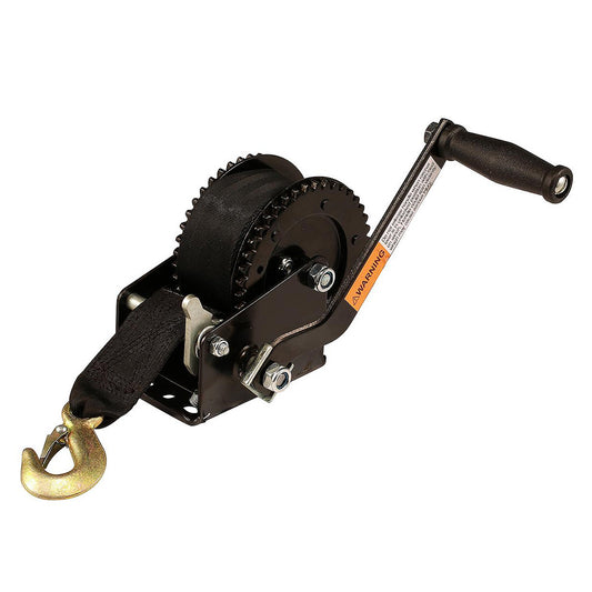 Attwood 2000 lb Dual Drive Winch - 2" x 20' Nylon Strap - Skoutley Outdoors LLC
