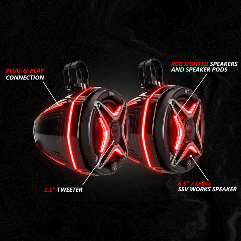 Load image into Gallery viewer, 2024-2026 Can-Am® Maverick R, Phase-5 V-Spec 1650watt 6-Speaker Stereo System
