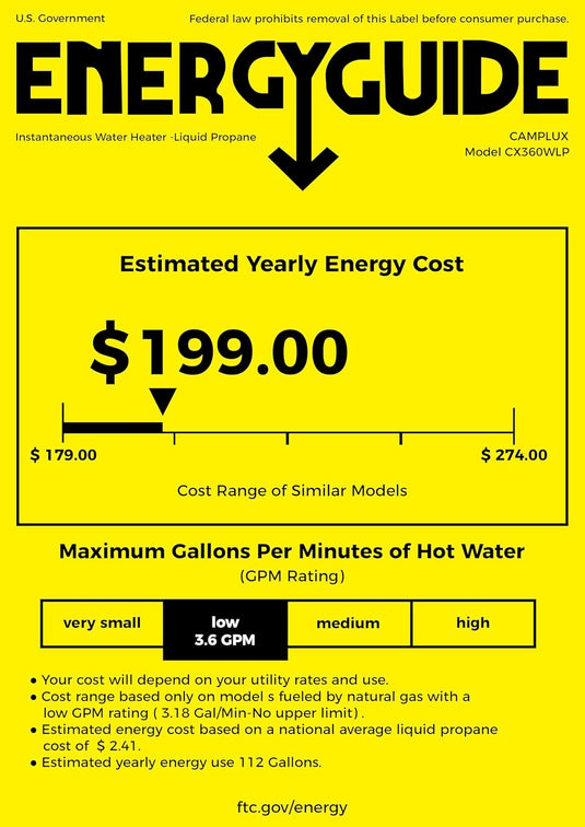Camplux Climatech 3 Indoor Gas Tankless Water Heater 82,000 BTU