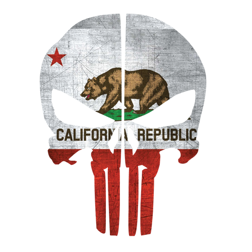 CALIFORNIA FLAG PUNISHER SKULL REAR HELMET REFLECTIVE HELMET DECAL