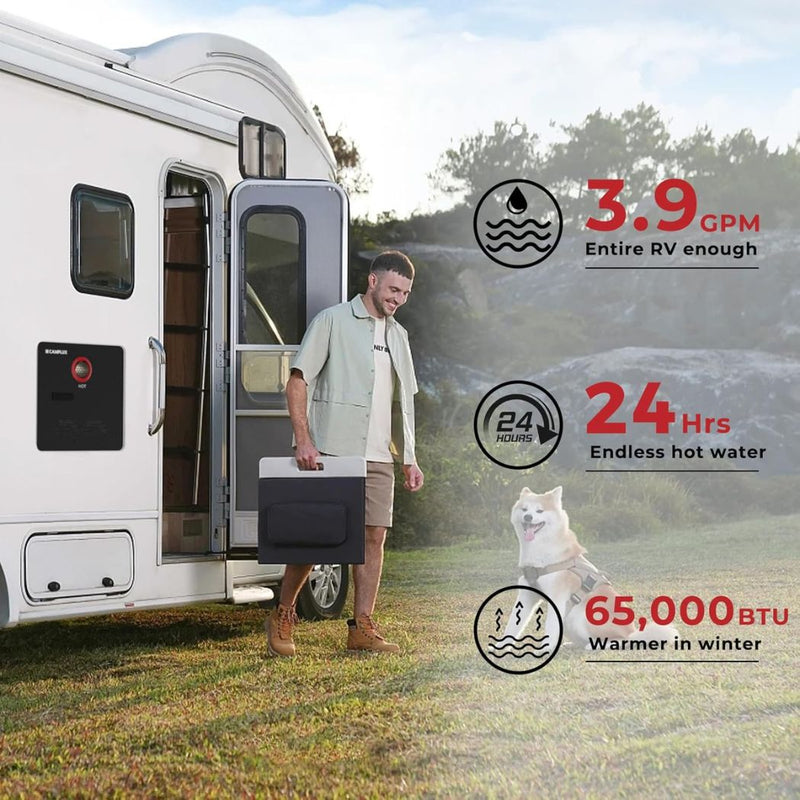 Load image into Gallery viewer, Camplux Elite 65,000 BTU RV Tankless Water Heater 2.64 GPM-Black
