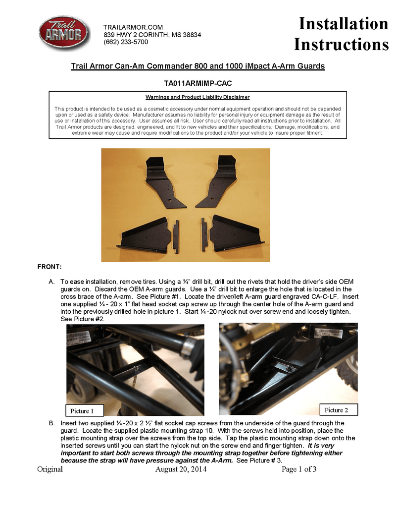 Load image into Gallery viewer, Trail Armor A-Arm Guard for 2011-20 Can-Am Commander 800 / 1000 / Max
