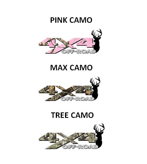 Load image into Gallery viewer, 4x4 Off Road CAMOUFLAGE Deer Head Decal Sticker (x2) [PICK 1 PATTERN]
