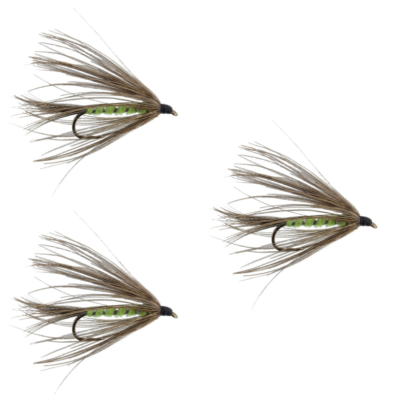 Load image into Gallery viewer, 3 Pack Carey Special Soft Hackle Grouse and Bright Green Wet Fly - Hook Size 10
