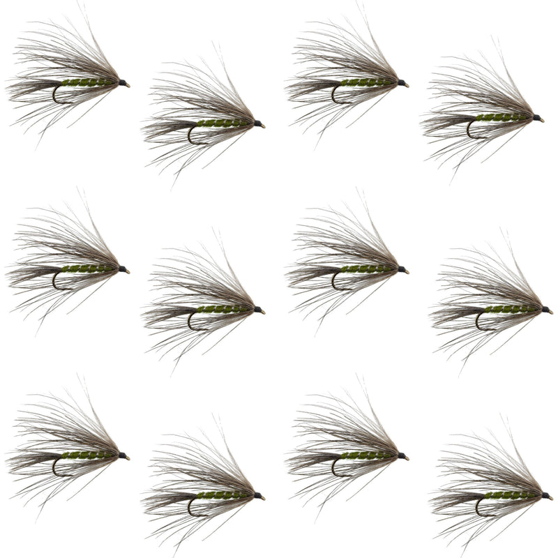 Load image into Gallery viewer, Carey Special Soft Hackle Grouse and Olive Wet Fly - 12 Flies Hook Size 10
