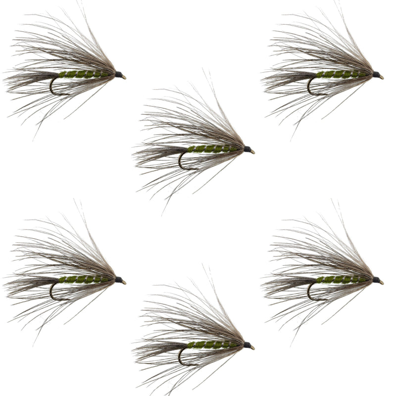 Load image into Gallery viewer, Carey Special Soft Hackle Grouse and Olive Wet Fly - 6 Flies Hook Size 10
