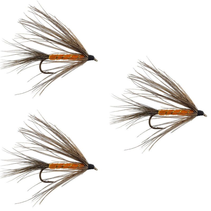 Load image into Gallery viewer, 3 Pack Carey Special Soft Hackle Grouse and Orange Wet Fly - Hook Size 10
