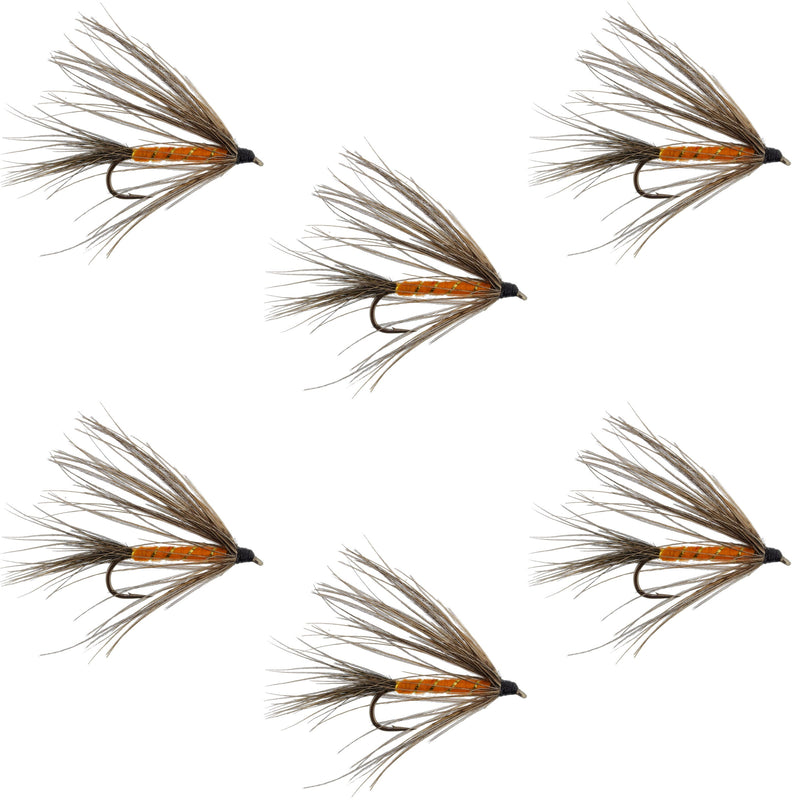 Load image into Gallery viewer, Carey Special Soft Hackle Grouse and Orange Wet Fly - 6 Flies Hook Size 10
