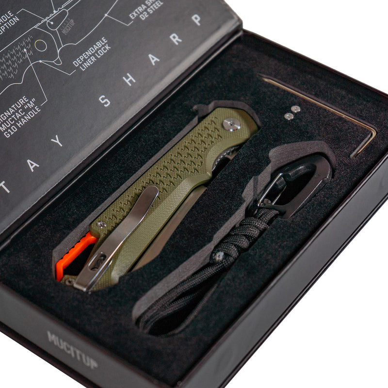 Load image into Gallery viewer, MUCTAC Ceros Folding Knife D2 Steel 3.8&quot; Blade OD Green G10 Liner Lock EDC
