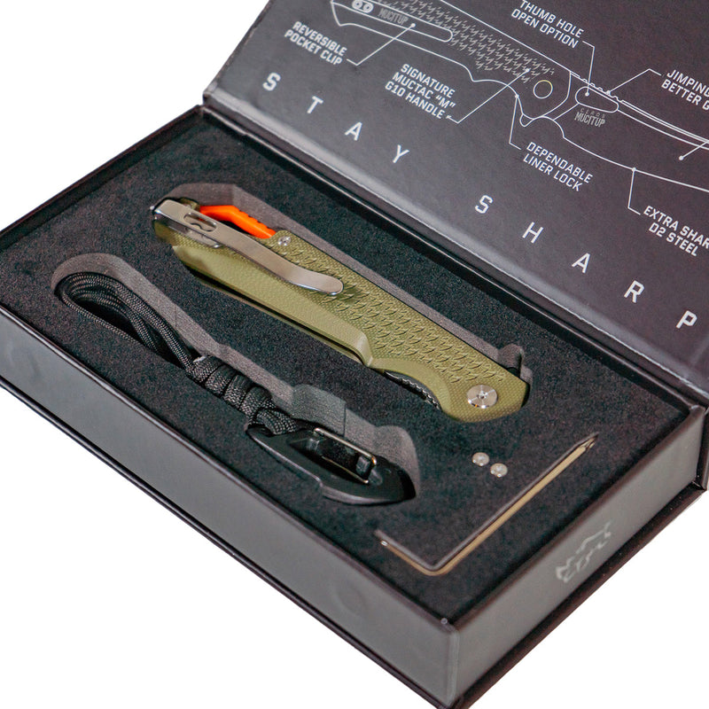 Load image into Gallery viewer, MUCTAC Ceros - Folding EDC | D2 Steel | OD Green G10 Handle | Liner Lock Design
