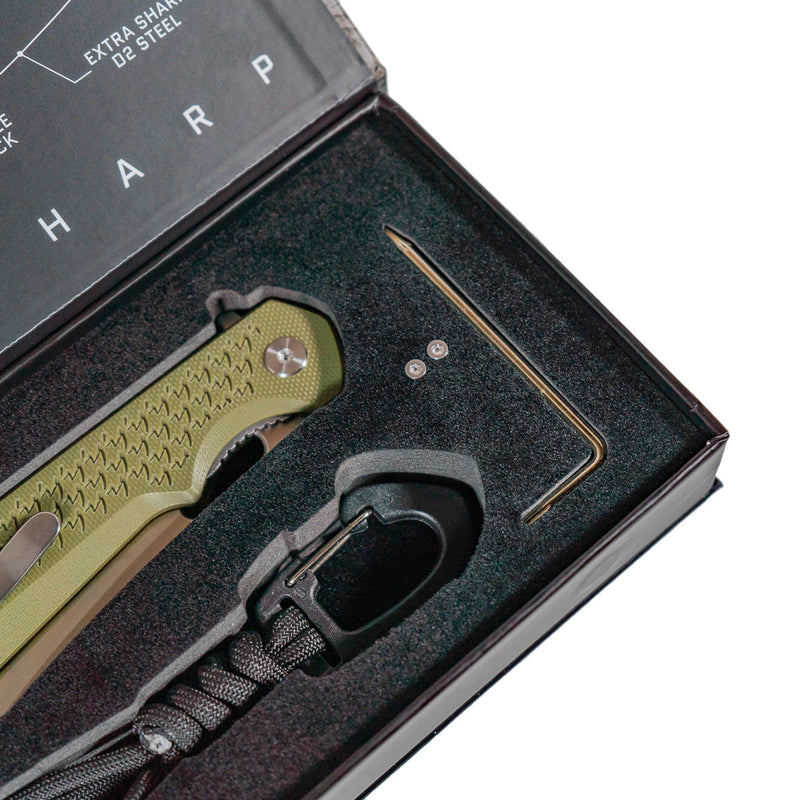 Load image into Gallery viewer, MUCTAC Ceros - Folding EDC | D2 Steel | OD Green G10 Handle | Liner Lock Design
