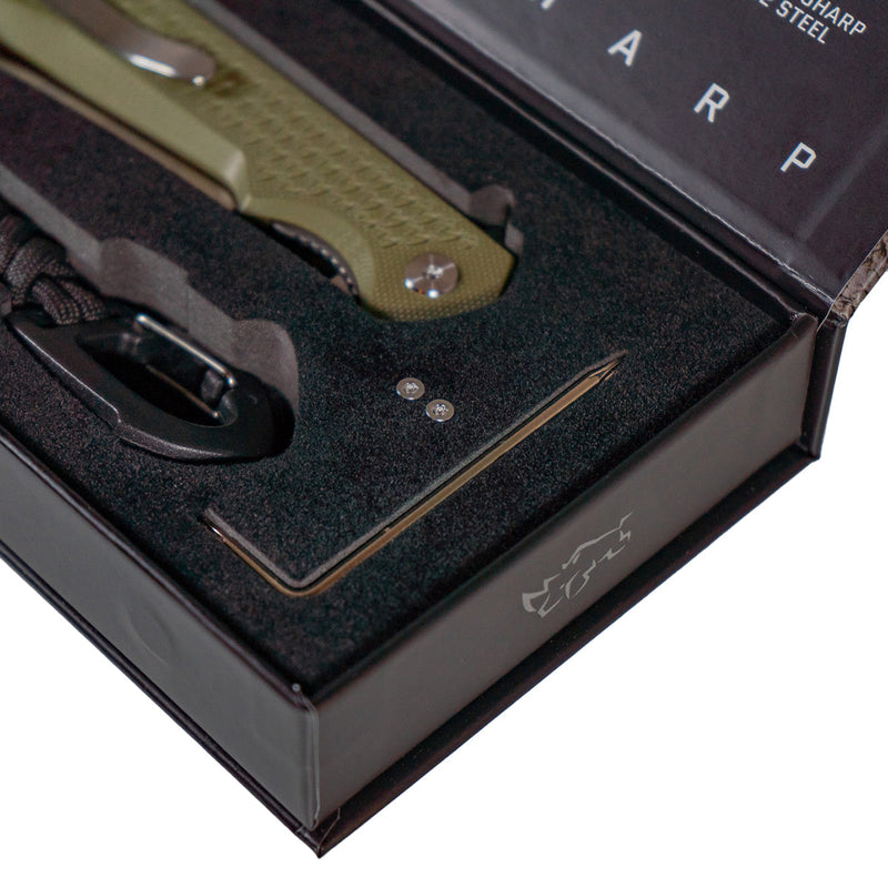 Load image into Gallery viewer, MUCTAC Ceros Folding Knife D2 Steel 3.8&quot; Blade OD Green G10 Liner Lock EDC
