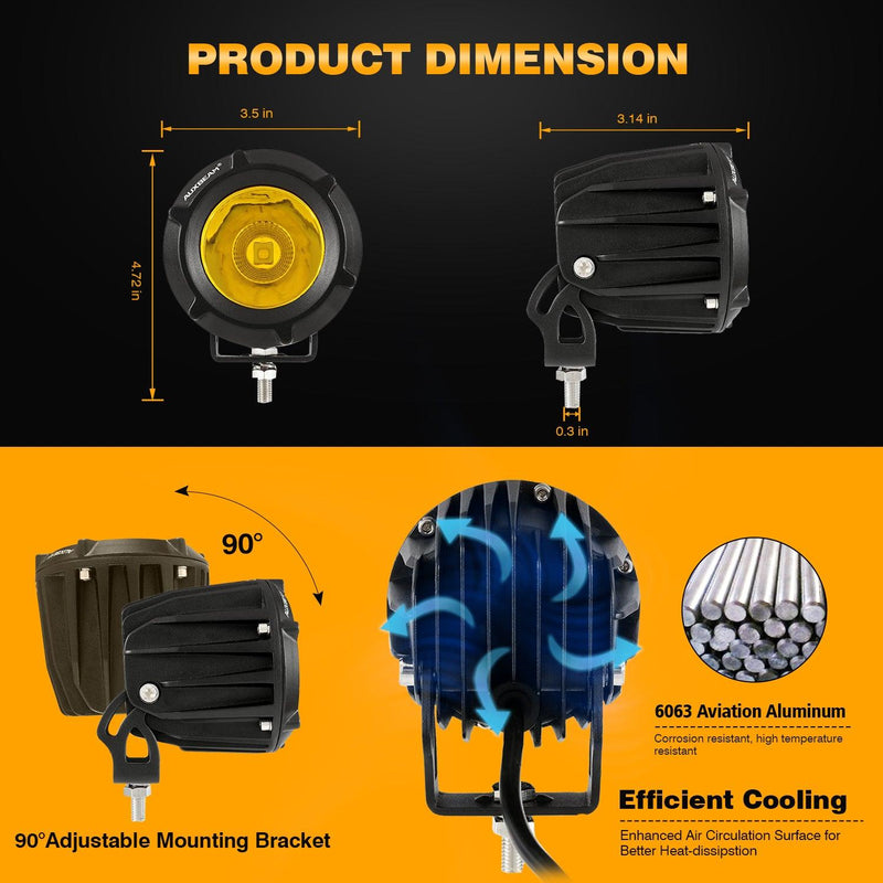 Load image into Gallery viewer, 3.5&quot; 50W Round/Square LED Driving Lights Combo White/Yellow with wiring harness for SUV ATV UTV Trucks Pickup Boat
