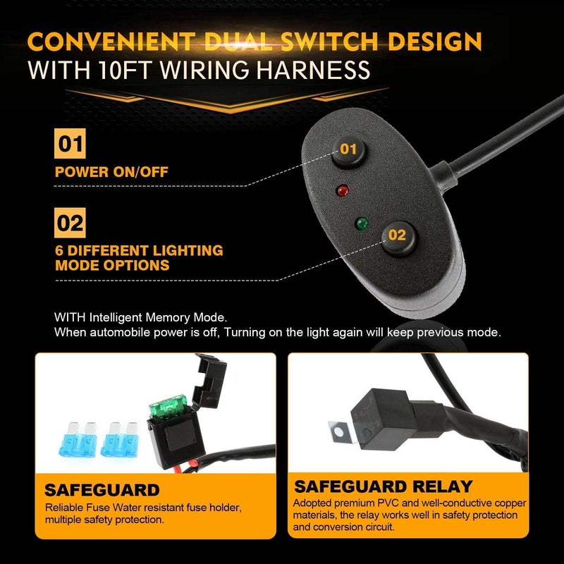 Load image into Gallery viewer, (2pcs/set) 3 inch 6 Modes White&amp;Amber LED Square Light Pod Working Lights with Wiring Harness for SUV ATV UTV Trucks Pickup Boat
