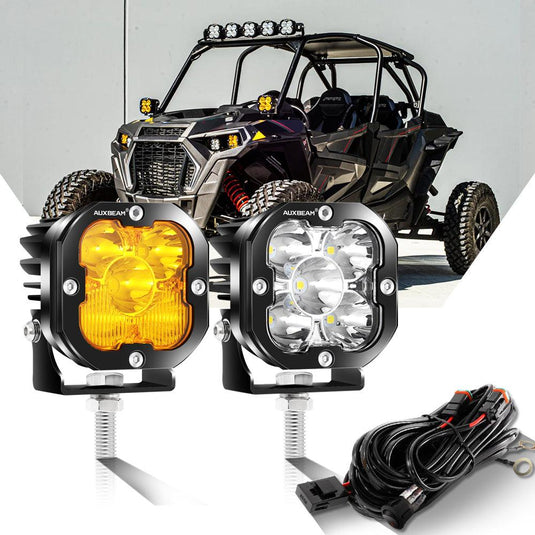 3 Inch 80W 9600LM LED Pods Lights White&Amber for ATV UTV SIDE BY SIDE 4X4