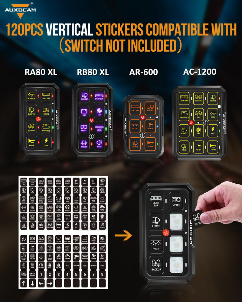 Load image into Gallery viewer, 120 Universal Stickers for AC-1200/AR-600/RA80 XL/RB80 XL Switch Panel
