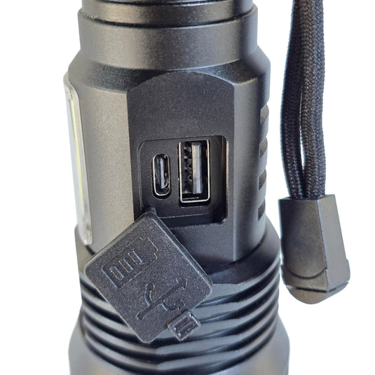 Muctac CHARGE Flashlight, 5000+ LMS, Zoomable, LED, USB, IP65, Aluminum Alloy