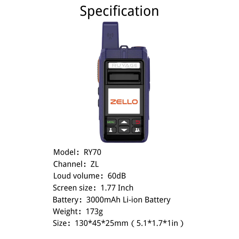 Load image into Gallery viewer, Ruyage RY70 Zello Push-to-Talk 4G LTE Long Range PoC Radio

